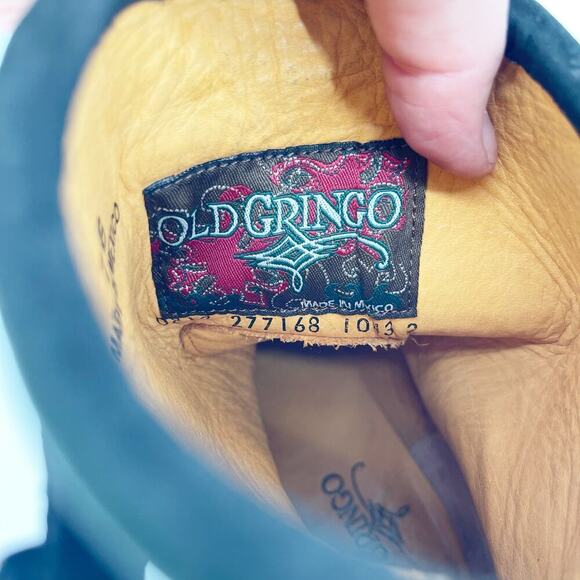 Rare Old Gringo Black Leather Studded Biker Motorcycle Buckle Short Boot size 7 - Picture 12 of 12